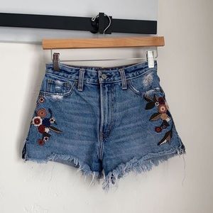 embroidered high waisted jean shorts